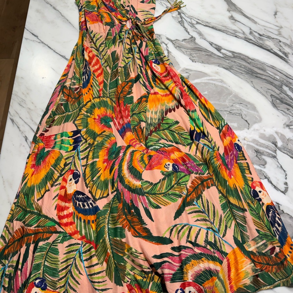 FARM Rio Tropical Parrot Maxi Dress in Pink, Green, Yellow, Orange, Blue - Picture 2 of 4